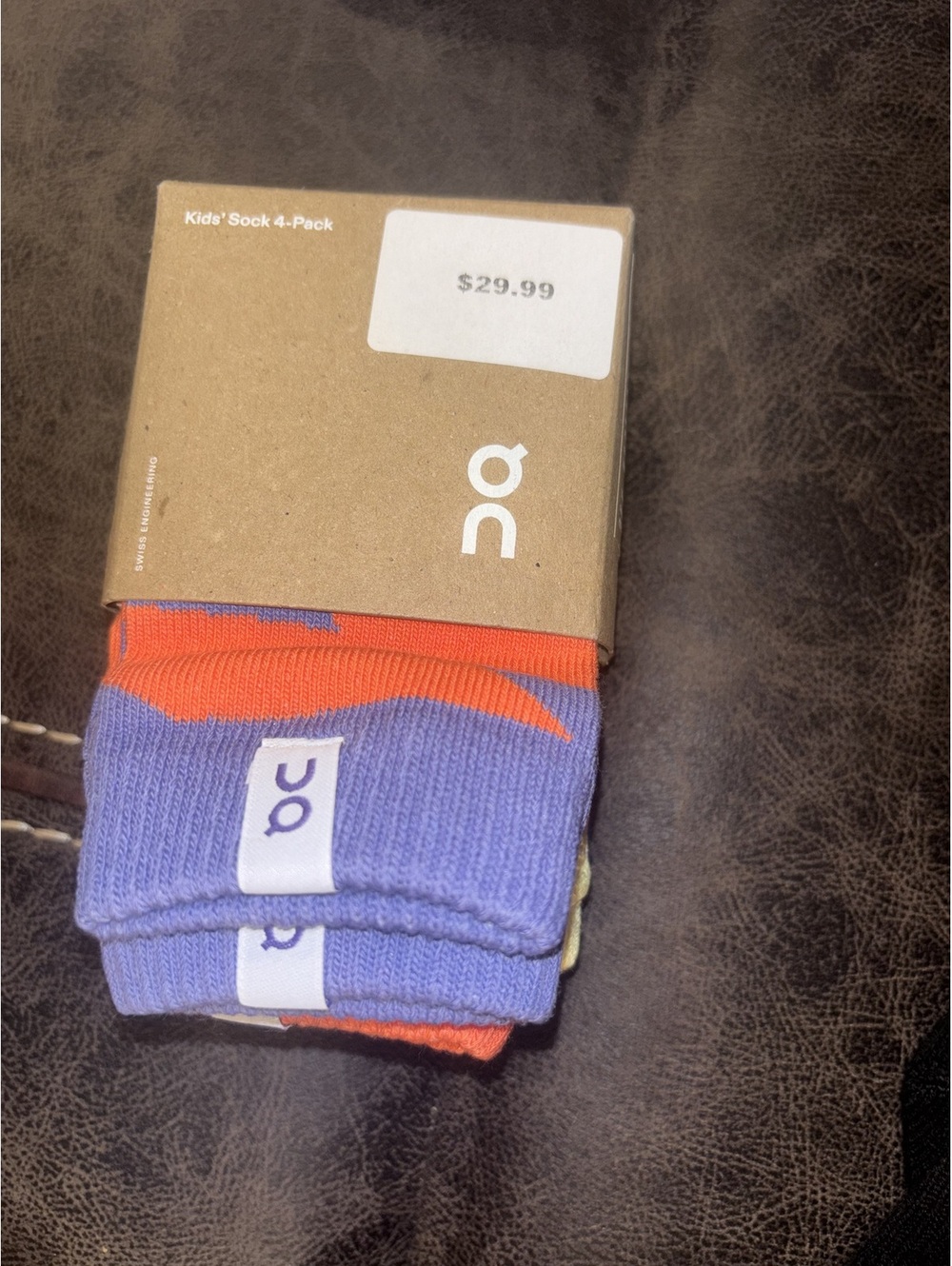 On Kids 4-Pack Organic Cotton Crew Socks Blueberry Flame Size Medium NWT